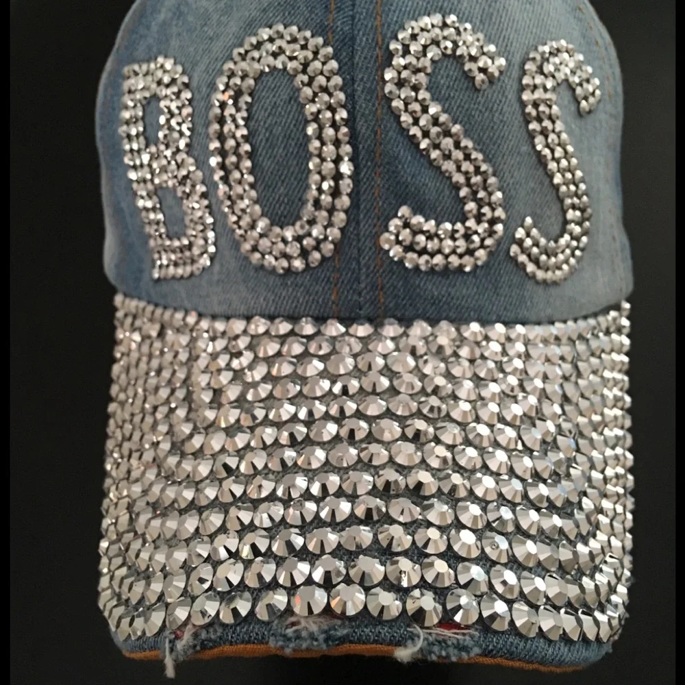 BOSS Studded Silver Embellished Jean Trucker Hat
